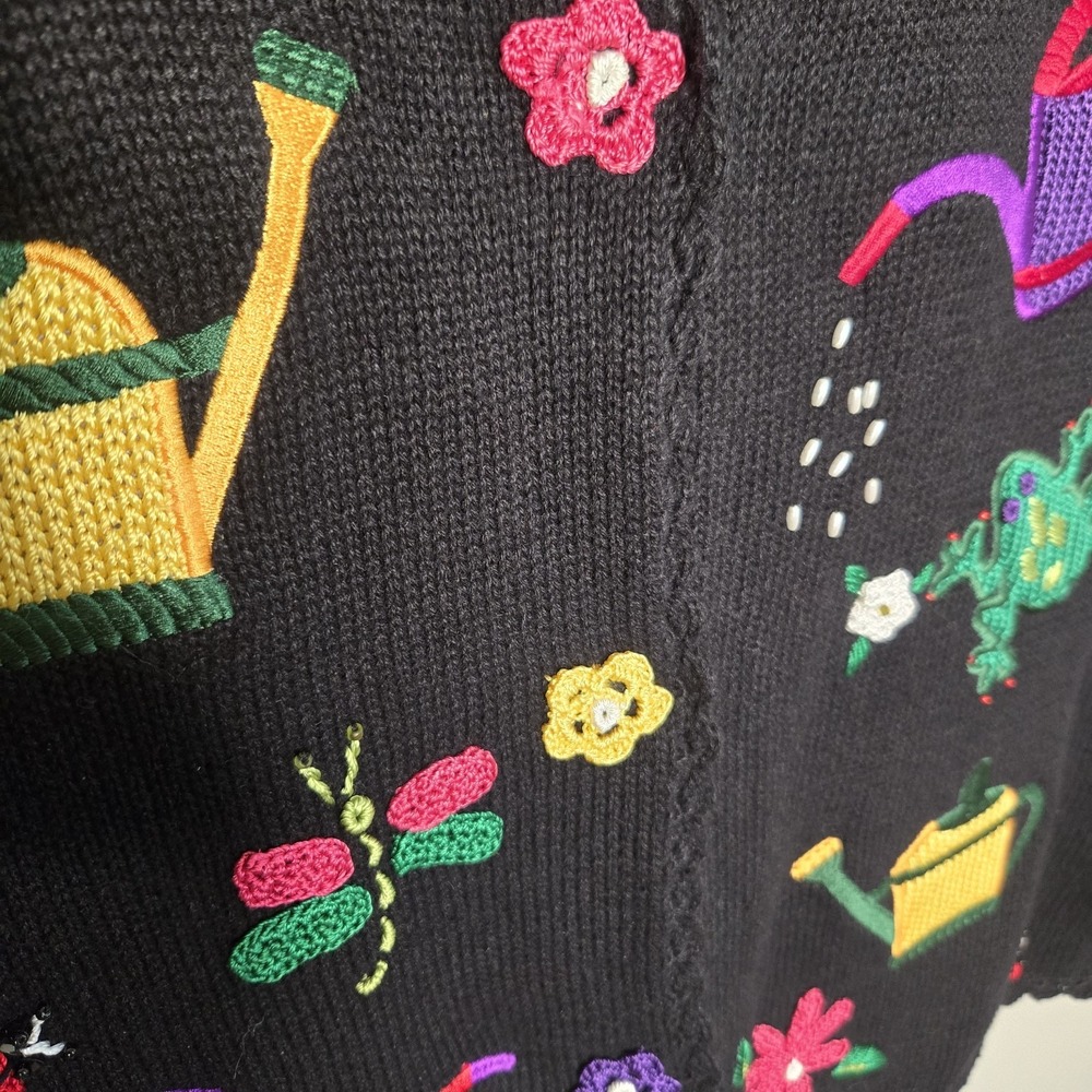 Mandal Bay 90s Spring Size Embroidered XL Black Vest Cotton Blend Whimsical - Picture 5 of 10